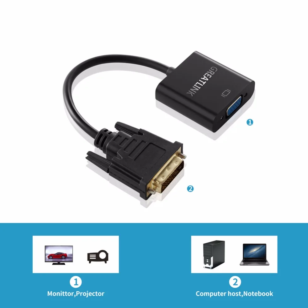 Адаптер для кабеля Ethernet DVI D VGA AUX Lan диагональ экрана 24 1 штекер 15 контактный