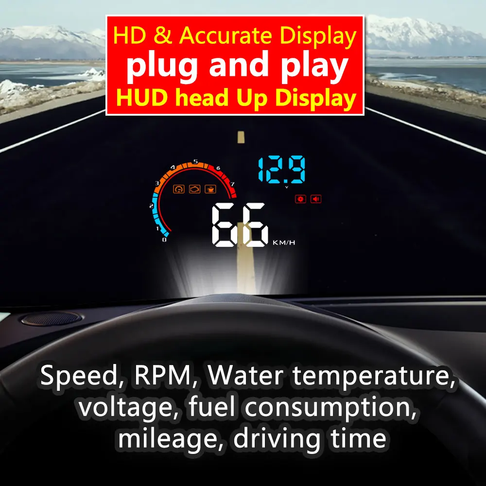 Kebidumei 4," OBD2 Hud более скоростная Автомобильная сигнализация на бортовой компьютер скорость метр лобовое стекло проектор дисплей