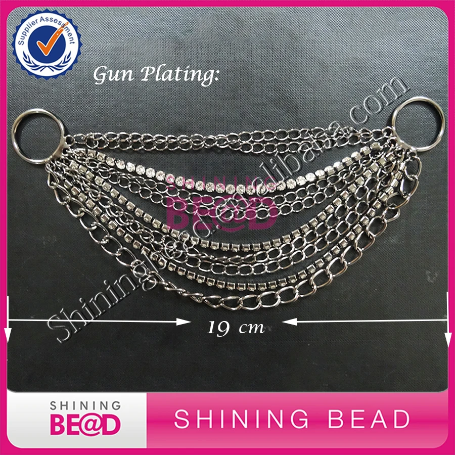 

50 pcs/lot 19cm long Gun Plating Rhinestone Bikini Connectors Buckle Stunning Look Metal Chain For Swimming Wear Bikini Decorati