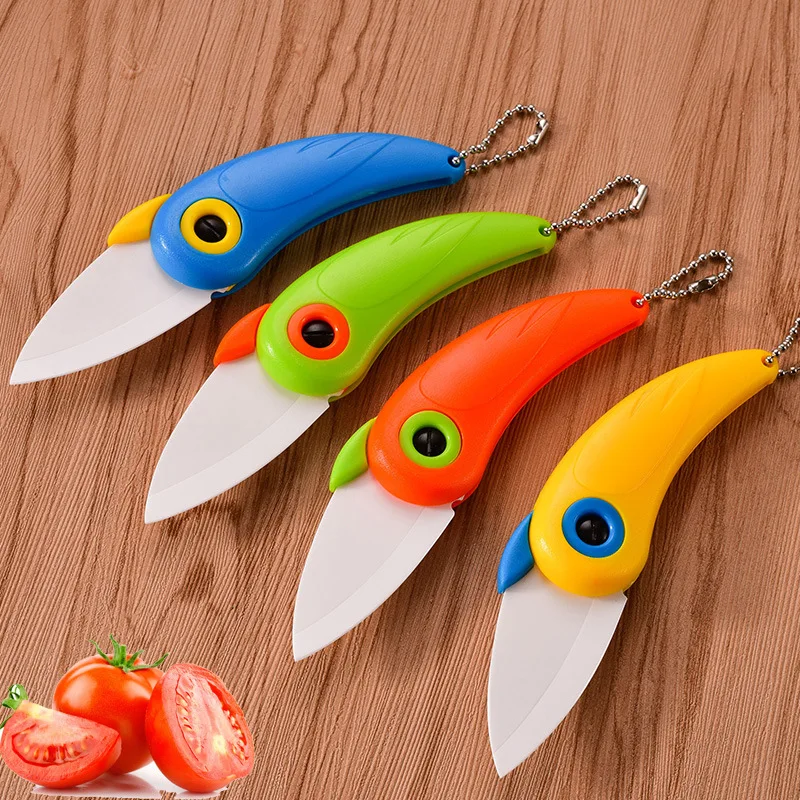 

Portable Creative Ceramic Fruit Knife with Light Colorful Handle/with Sheath and White Blade Foldable Travel Knife Random Color