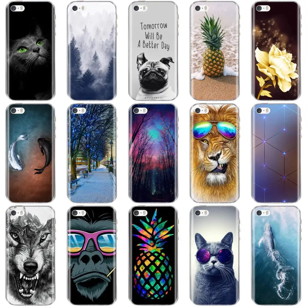 Чехол для iPhone 5S мягкий силиконовый чехол 5 5s 6 6s 7 8 x милый Apple SE X чехлы | Мобильные