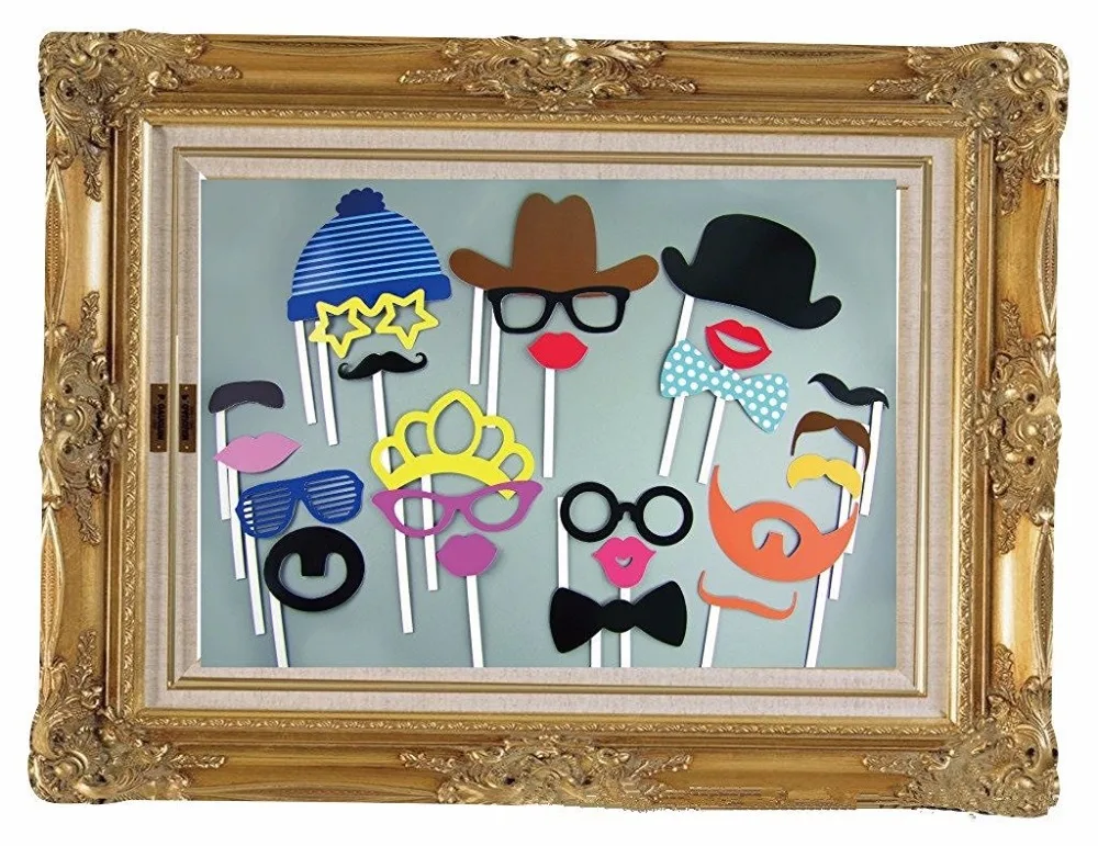 24pcs Colourful Party Props With Photo Frame Photo Booth on Sticks DIY