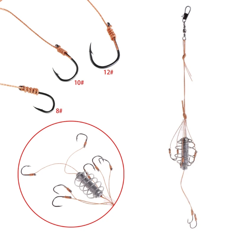 Рыболовный крючок с приманкой кормушка "Клетка" свинцовый грузило 8#10#12# Взрыв снасти