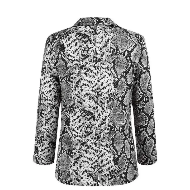 Autumn Fashion Slim Fit Women Formal Jackets Long Sleeve Office Work snake Printing Ladies Outwear
