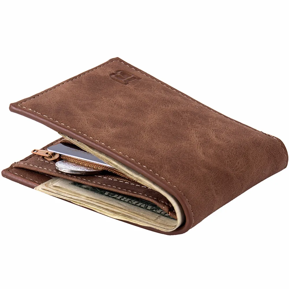 Men Wallets Top Pu Leather Vintage Design Purse Men Brand Famous Card