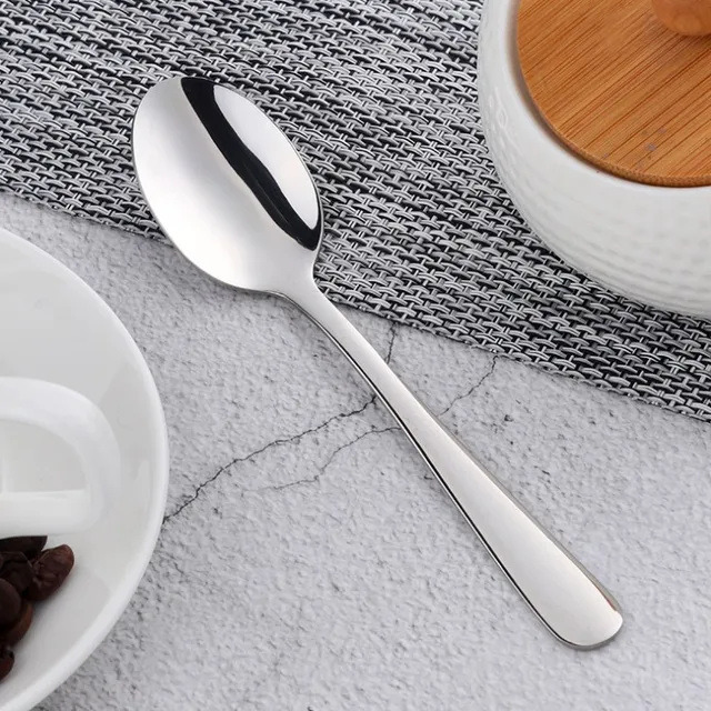 Colorful Mini Teaspoon Luxury 18/10 Stainless Steel Rose Gold Tea Spoon Small Silver Scoop Mirror Tablespoon Tableware For Party silver