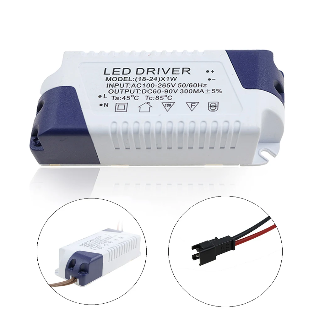 

LED Driver AC110V 220V Power Supply Led External Driver Lighting Transformer 300mA 18W 20W 21W 22W 23W 24W DC60-90V JQ