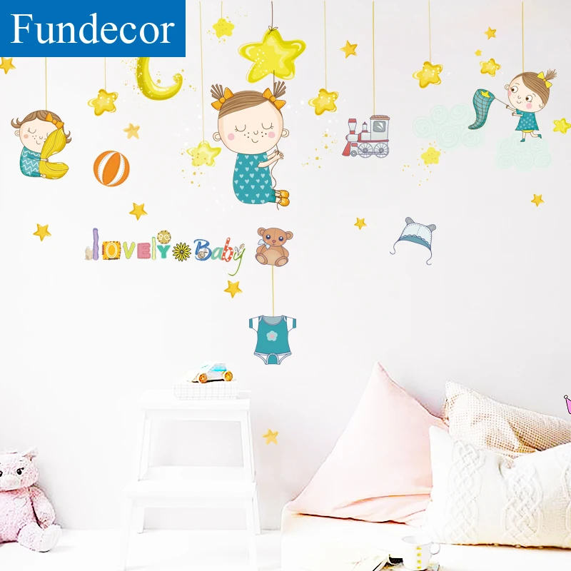 [Fundecor] Catching stars doll wall stickers for children's rooms baby