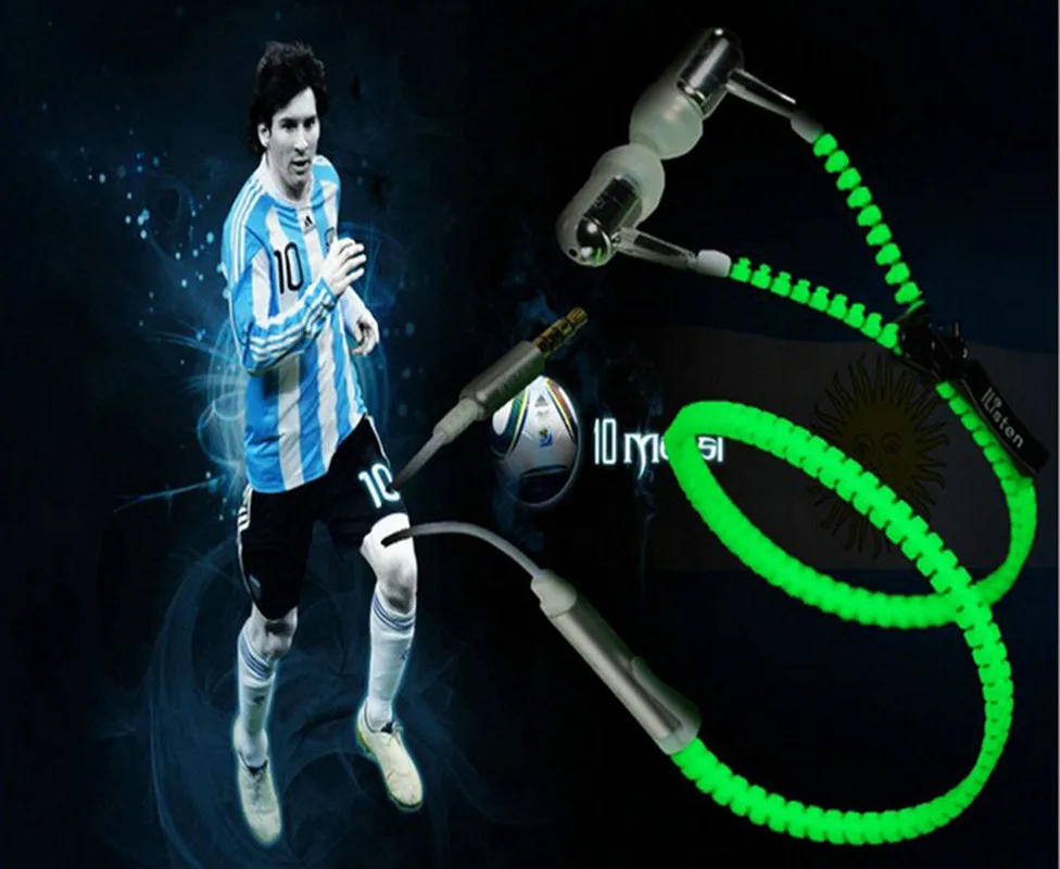glow in the metal earphones earbuds with mic glowing zipper headset luminous lighting glow in the metal earphones earbuds with mic glowing zipper headset luminous lighting