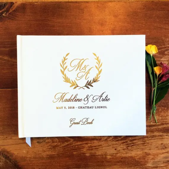 Customized-wreath-Gold-Foil-Unique-Wedding-Guest-Books-guestbook-Alternative-Customwedding-Rustic-memory-keepsake-Guest-Book.jpg_.webp_640x640