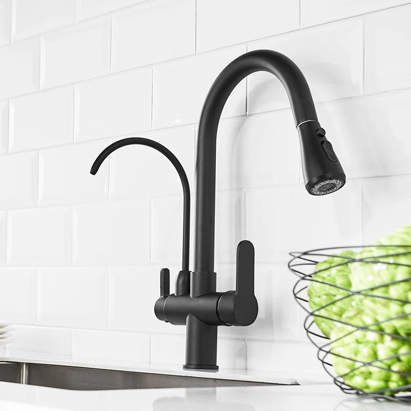 Fapully Kitchen Faucet Filter Water Sink Black Brass Pull Down Dual Sprayer Nozzle Torneira Swivel Water Outlet Mixer Tap 1030 Fapully Kitchen Faucet Filter Water Sink Black Brass Pull Down Dual Sprayer Nozzle Torneira Swivel Water Outlet Mixer Tap 1030