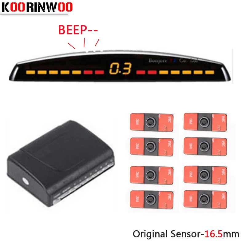 Online Koorinwoo Dual Core CPU coche 8 sensores radares 4 Front 4 trasera sondas Parktronic Sistema de detector de ayudar a Jalousie