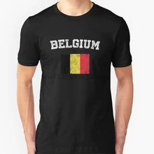 Camiseta de manga corta para hombre, camiseta de Bandera de Bélgica, camiseta Vintage, camiseta para mujer