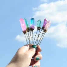 Сырые Натуральные кварцевые заколки для волос с кристаллами шпильки для свадебной прически свадебные аксессуары для волос, кварцевые заколки Boho подарок для нее