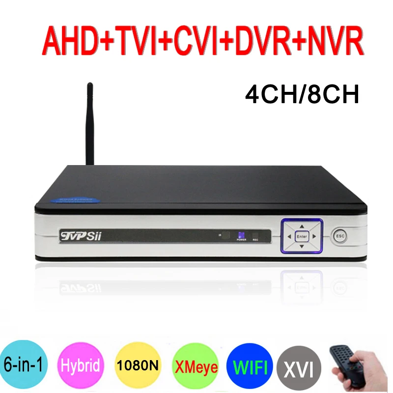 

1080P 2mp CCTV Camera Silver Panel XMeye Hi3520D 1080N 4CH/8CH 6 in 1 Wifi Hybrid Coaxial XVI NVR CVI TVi AHD DVR Free Shipping