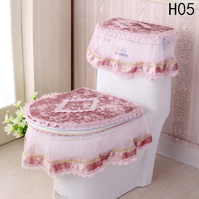 3pcs Lace Three piece Set Toilet Seat Cover U shaped Overcoat Wc Cover