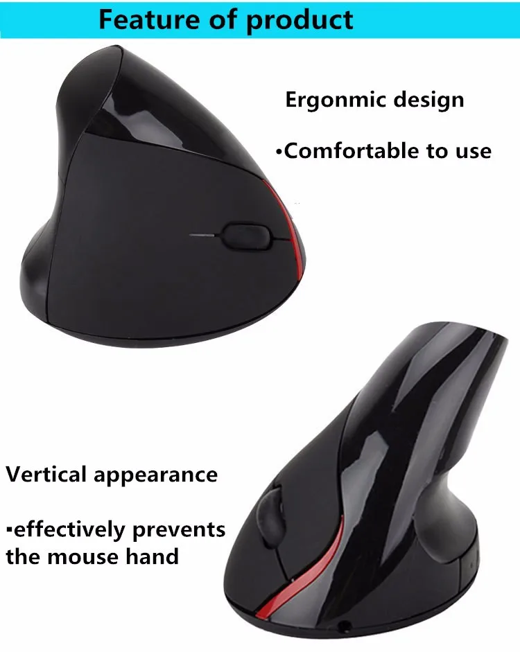 Новейшая перезаряжаемая беспроводная Вертикальная мышь Эргономичный дизайн 5 кнопок 2,4 г dpi 10 м оптическая игровая мышь для ноутбука настольного ПК