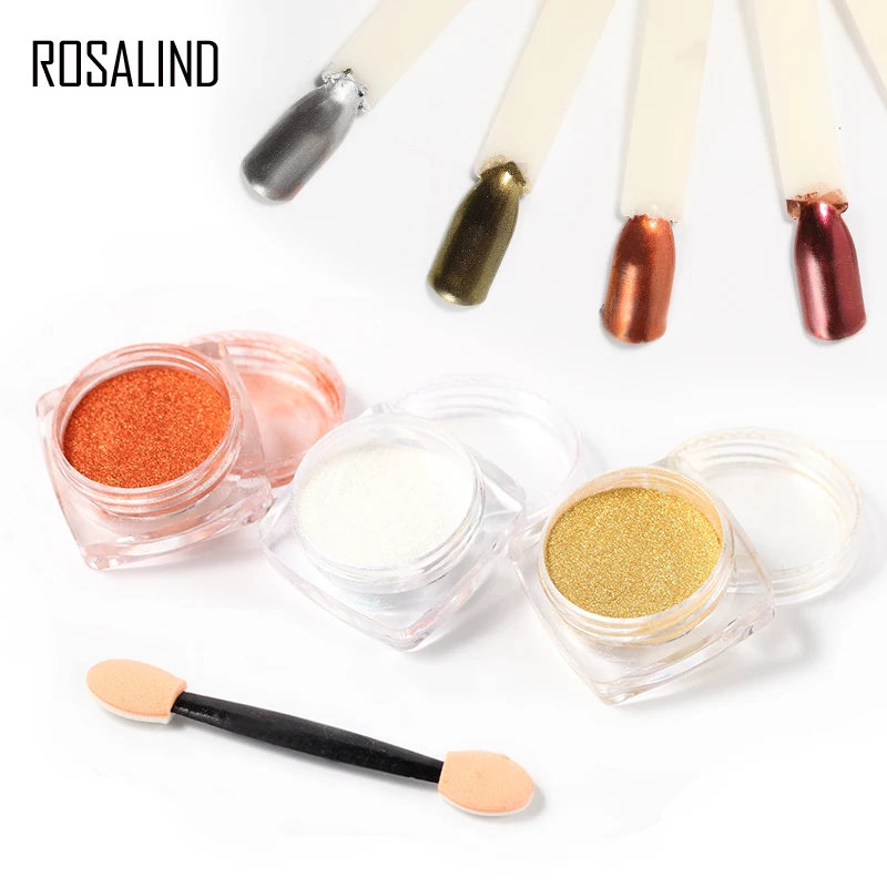 

ROSALIND 1 Box Shell Nail Mirror Powder Nail Glitter 9 Colors to Choose Pigment Dust Manicure Nail Art DIY Chrome Decorations