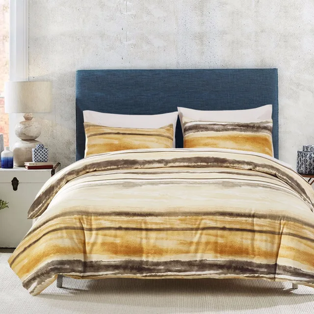 Modern Style Yellow Bar Pattern Quilt Cover Duvet Set Single Modern Style Yellow Bar Pattern Quilt Cover Duvet Set Single Double King Size 2pcs