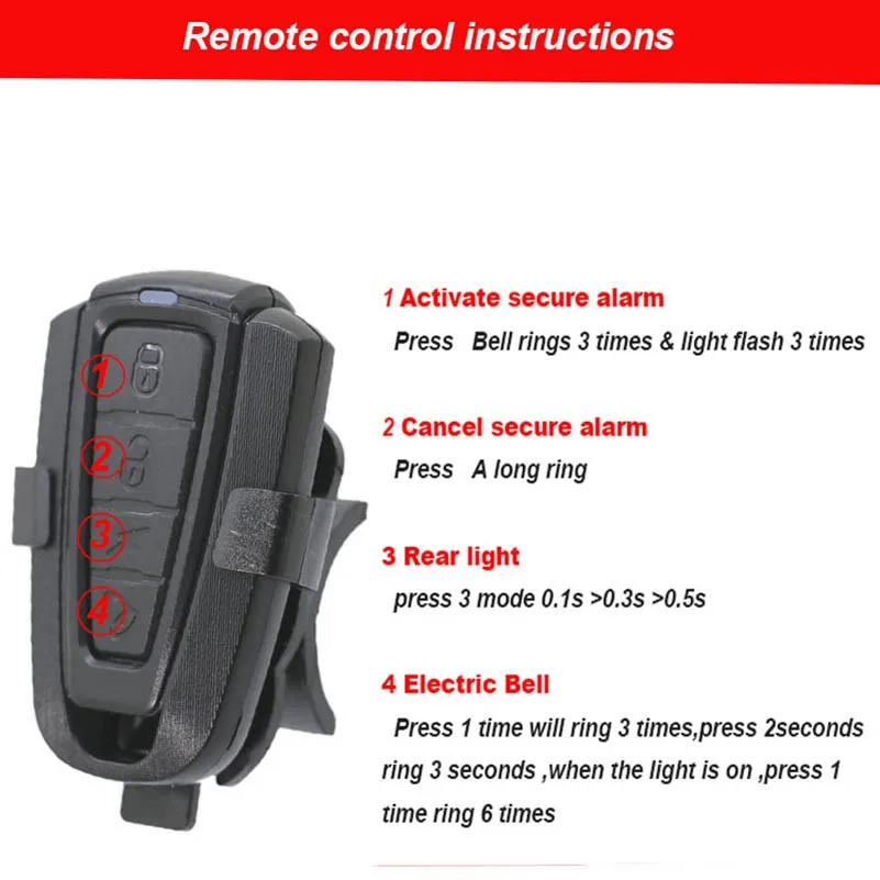 Wireless Electric Cycling Bell light Bicycle Alarm Light Cycling Taillight horn LED Anti-theft Remote bike Accessories