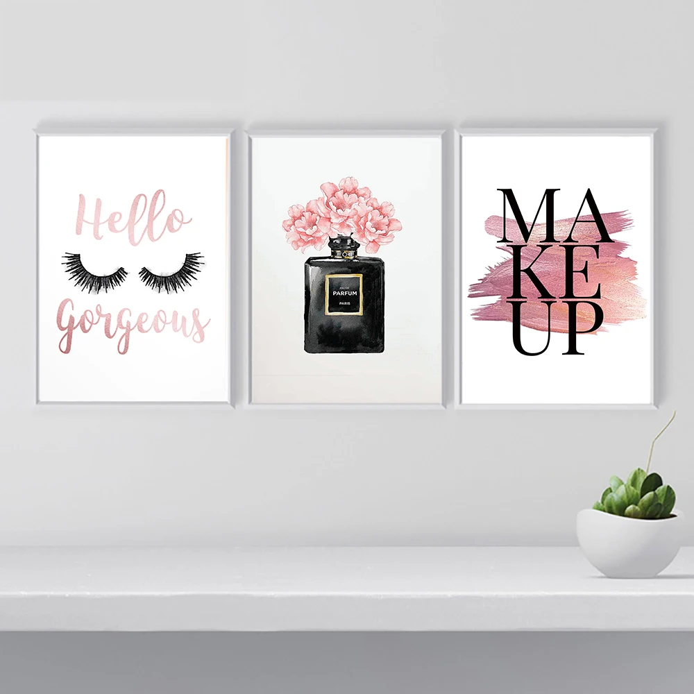 Постер для макияжа Nordic Wall Art модный холст с принтом ресниц картина в виде флакона