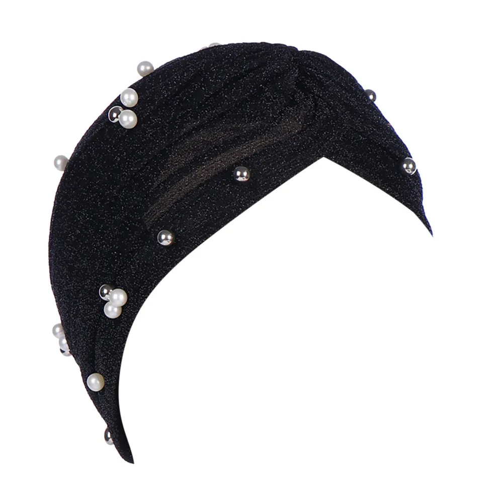

Women Beading India Hat Muslim Ruffle Cancer Chemo Beanie Turban Wrap Cap Women Turban Bonnet Femme for women NEW 2019 casual