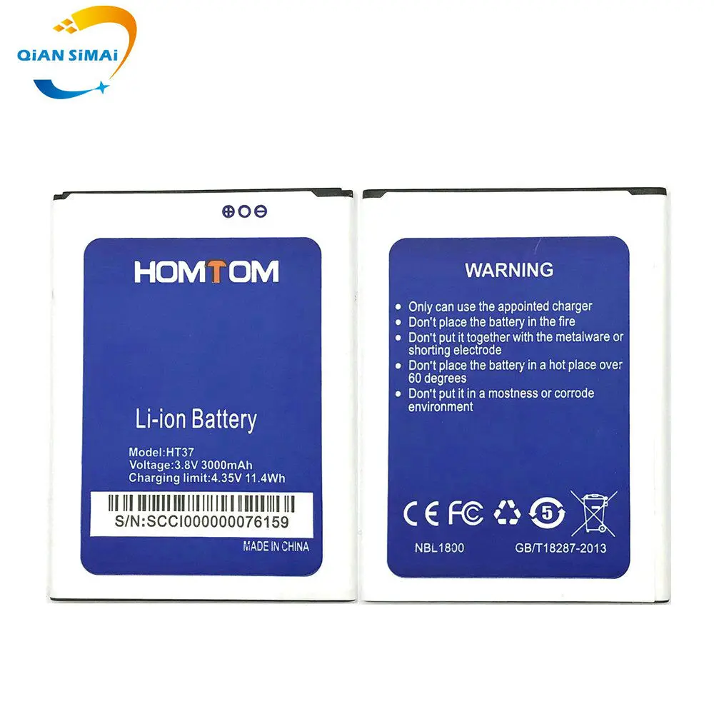 

QiAN SiMAi 1PCS New High Qualtiy Homtom HT37 Battery for Homtom HT37 Pro mobile phone in stock+ Track Code