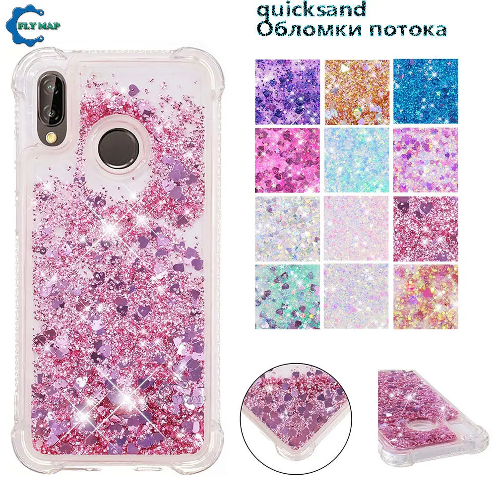 Glitter Stars Phone Case for Huawei P20 LITE ANE LX1 P 20Lite ANE-LX1 ANE-L21 P20Lite Liquid Quicksand Soft TPU Back Cover Coque