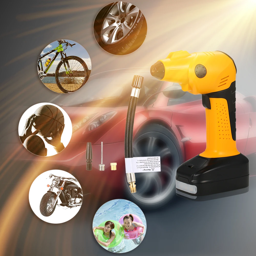 

Portable Emergency Air Compressor Rechargeable Cordless Tire Inflator Automatic Wireless Handheld Vehicle Pump