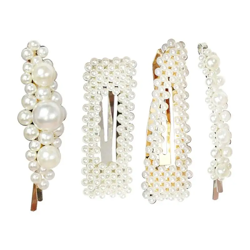 

4pcs Hair Clips Simple Decorative Fresh Pearl Fashion Barrettes Hair Styling Tools Accessories Hair Pins for Girls Women Ladies