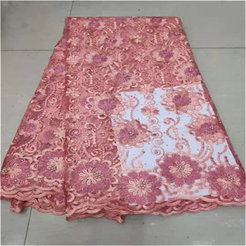 

2019 African Beaded stones gray Tulle Lace Fabric High High Quality Lace Material Net French Embroidery Nigeria Lace Fabric