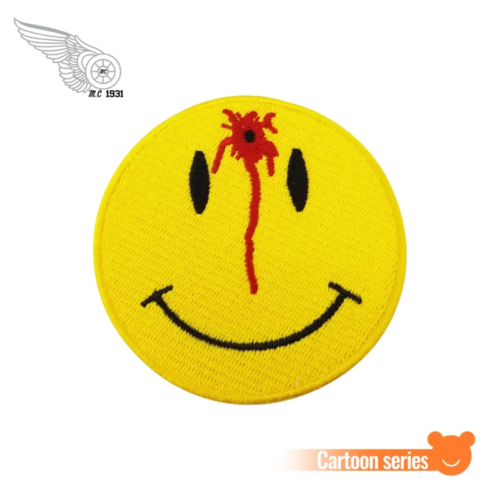 

10/pcs Yellow Shot Smiley Fun Embroidered Iron On Or Sew On Patch For Front Lady Biker 3*3 INCH Free Shipping