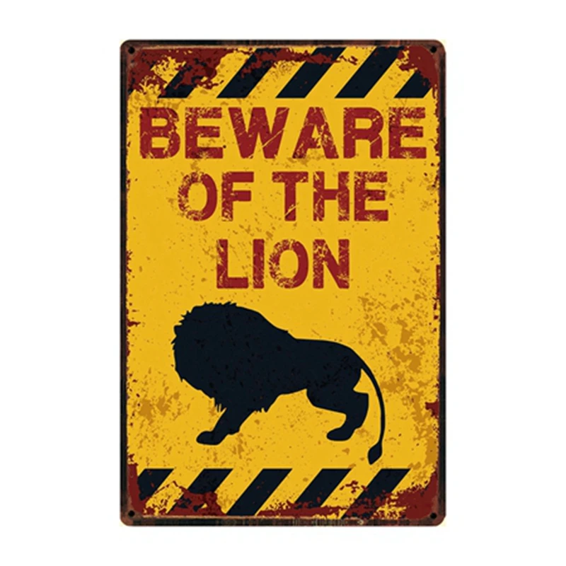 [ Kelly66 ] Beware Of The Dog Pig Horse Wolf Monkey Metal Sign Tin Poster Home Decor Bar Wall Art Painting 20*30 CM Size Dy82