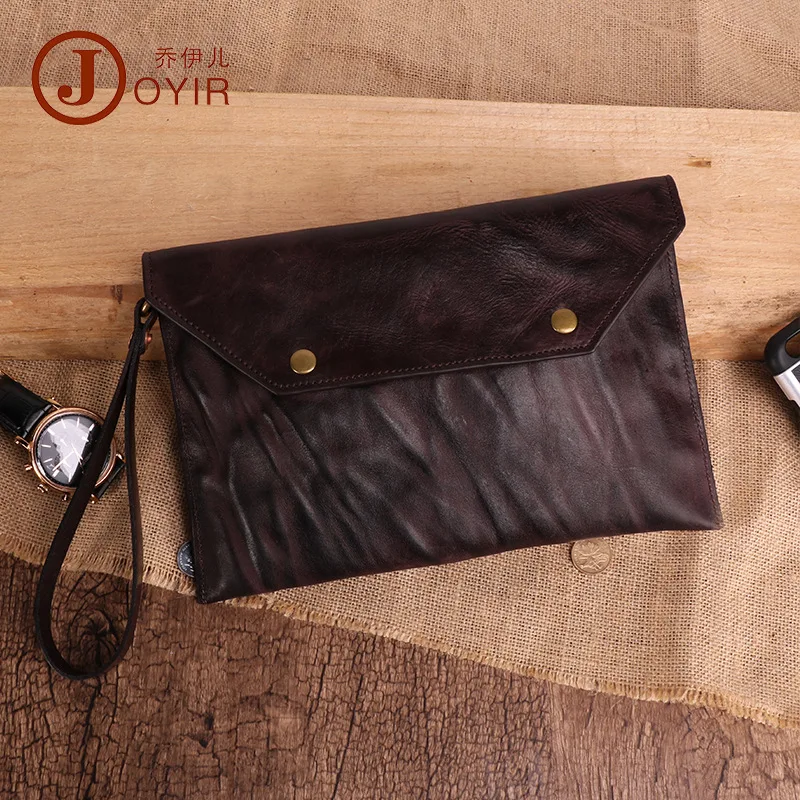 

Joyir Men Wallets vintage Genuine Leather Mens Clutch Card Holder Phone Pocket Large Capacity Business long wallet for men