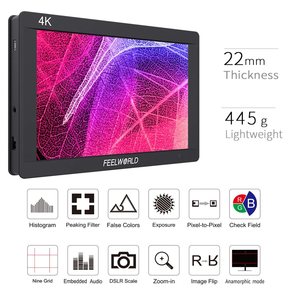 US $398.99 FEELWORLD F7S 7 Inch IPS 3GSDI 4K HDMI DSLR Monitor 1920x1200 Full HD Camera Field Monitor For Sony Nikon Canon Etc Stablizer