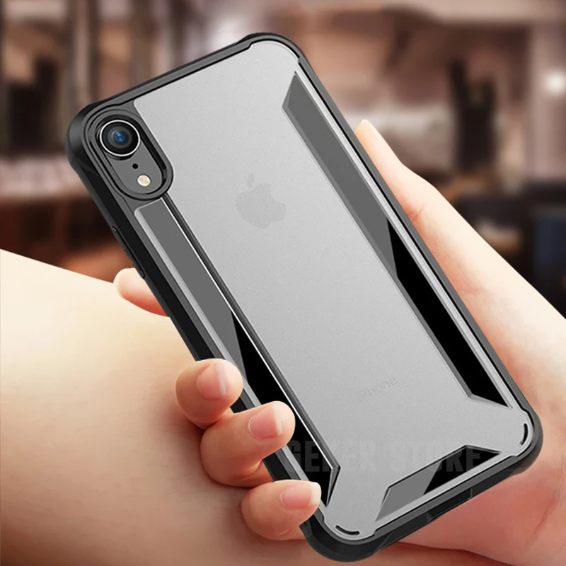 

Luxury Hybrid Armor Phone Case For iphone XS max case Shockproof TPU+PC matte Transparent back cover For iphone XS XR case coque