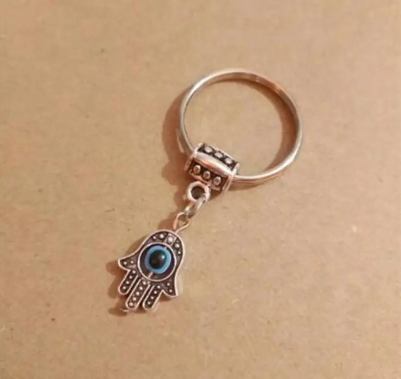 30pcs/lot Hamsa Fatima Hand keychain Evil Eye Key ring For Bag Key Holder Charm pendant Car Key Chains Key Ring Women& Men