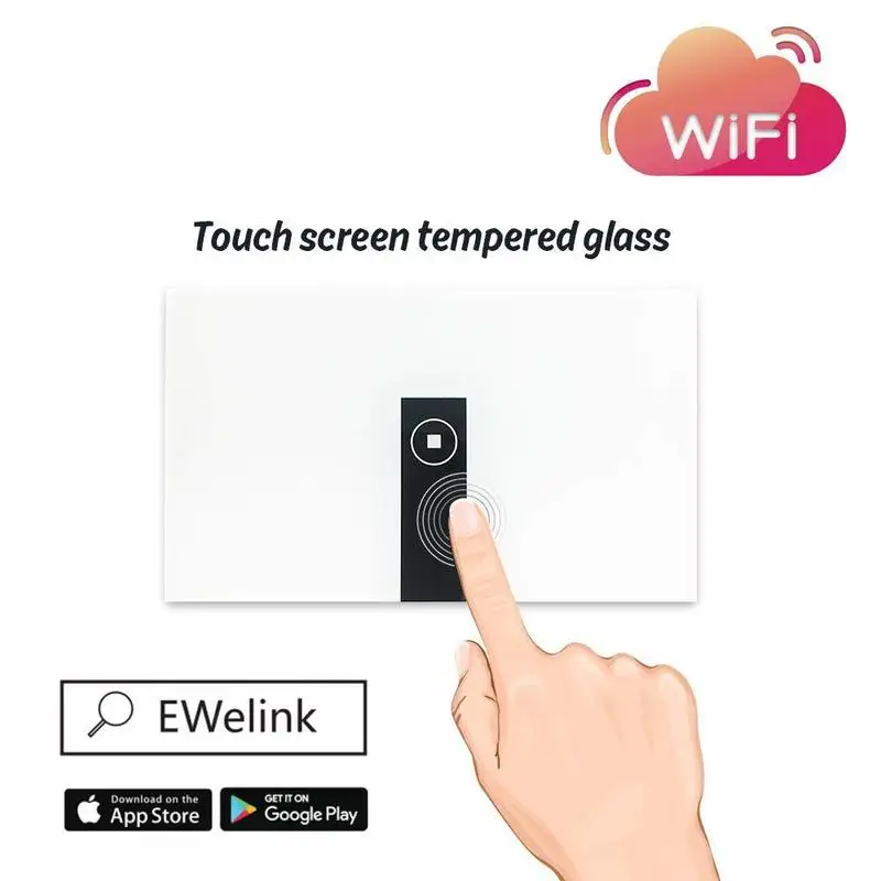 1/2/3/4 банды сенсорный настенный выключатель света приложение Ewelink Wifi Пульт дистанционного управления Переключатель закаленное стекло панель работает с Alexa, Google Home