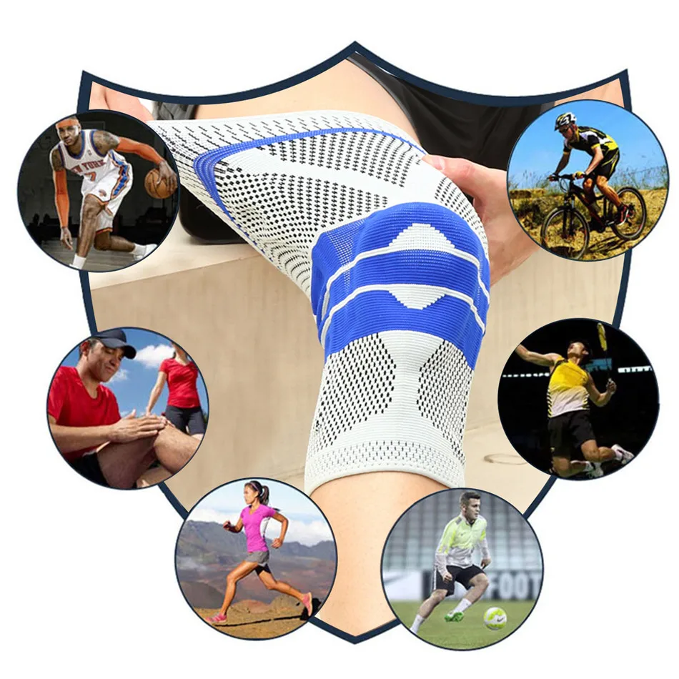 1 шт. эластичные баскетбольные наколенники Поддержка силиконовый мягкий коленный фиксатор защитные наколенники снаряжение для волейбола Спортивная безопасность