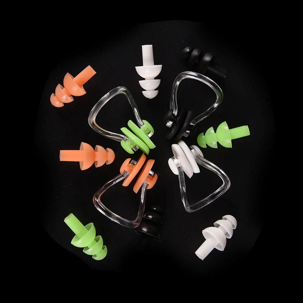 

1Set Soft Silicone Swimming Earplug Nose Clip Watertight Set Kit Sports Fitness Swimming Pool Accessories Nasal Splint Ear Plugs