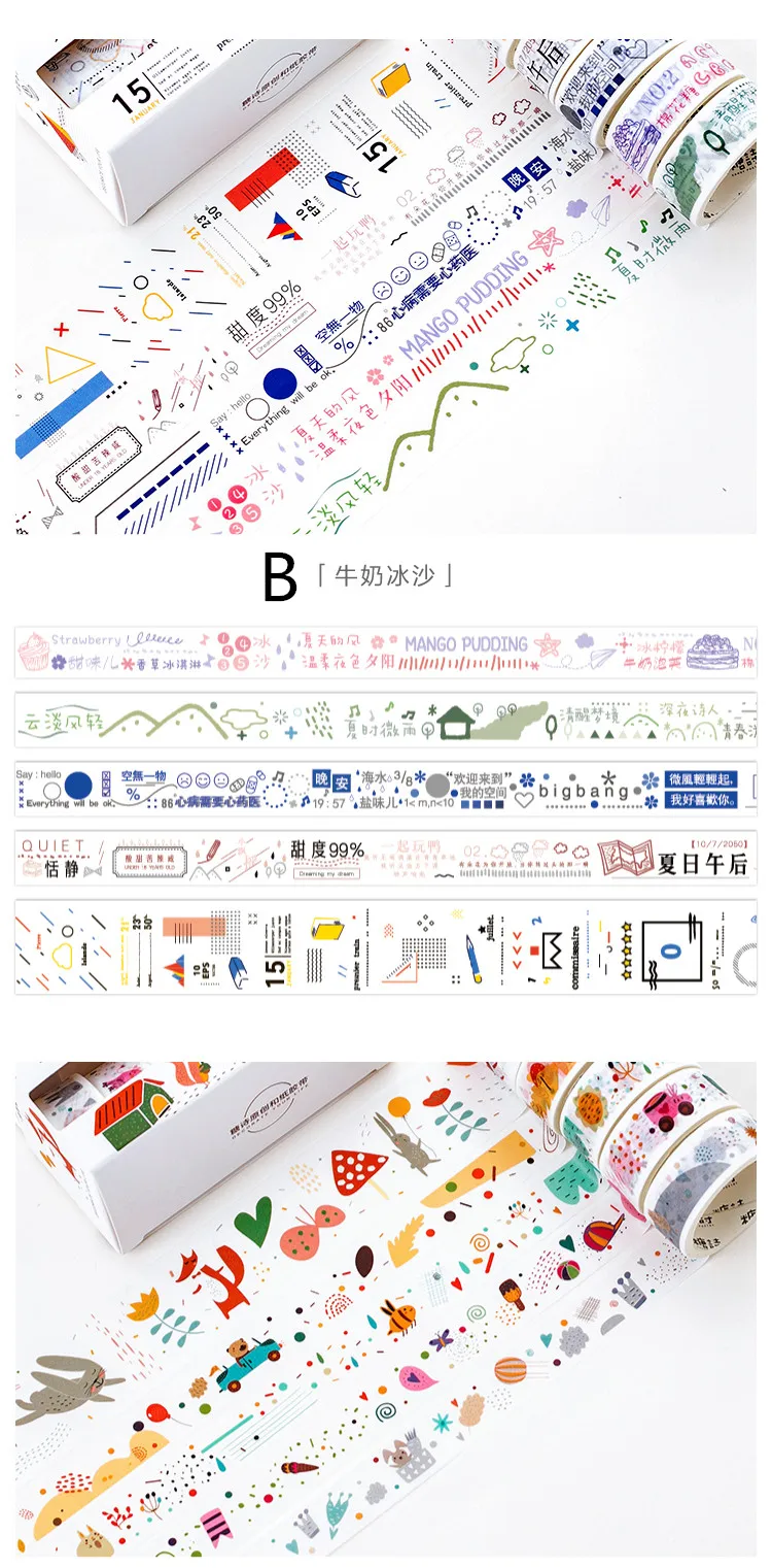 5 шт./лот мультфильм васи клейкие ленты Комплект Упаковка с фруктами клейкие ленты декоративные Kawaii японский канцелярские Скрапбукинг Офис