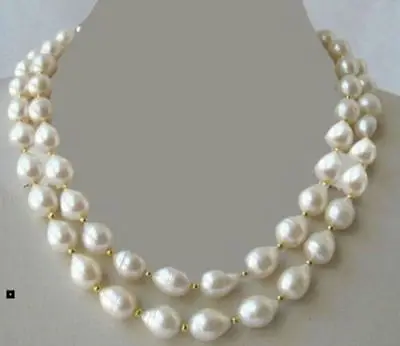 

Hot selling free shipping******** NEW HUGE SOUTH SEA 11-13MM WHITE BAROQUE PEARL NECKLCE 33 INCH 14K GOLD CLASP