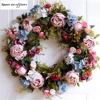 

55cm Door Wreath Large Garland Easter Artificial Flower Wreath Wall Hanging Door Decoration Home Decoration Farmhouse Deocr
