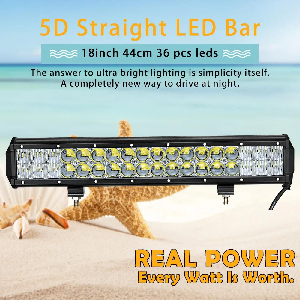 

Real Power 5D 18 Inch 44cm Led Bar for Off Road 4x4 4WD ATV UTV SUV Driving Motorcycle Light Bar Truck Led Work Light Auto Lamp