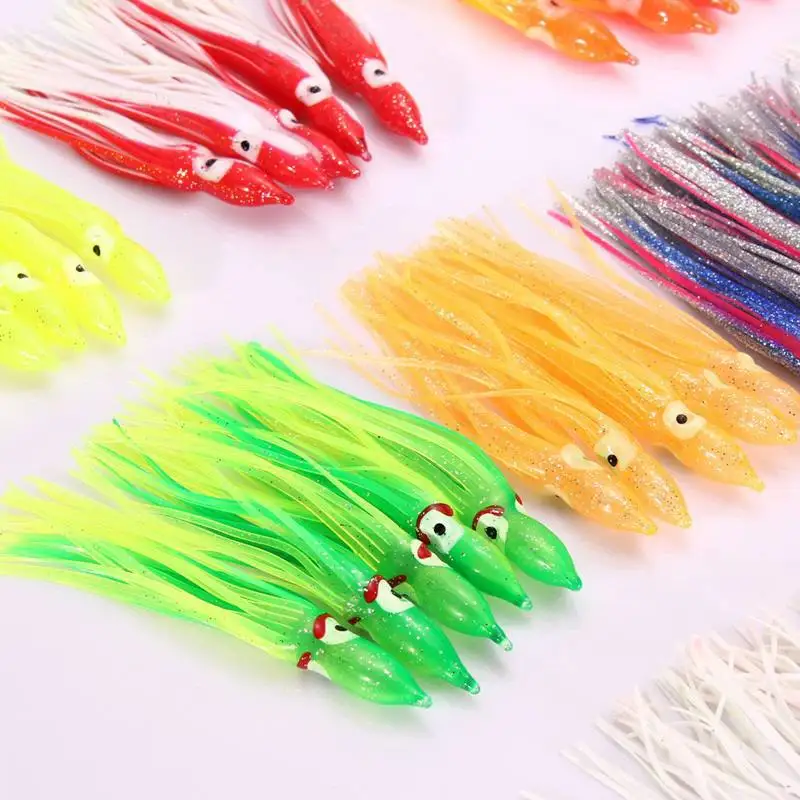 

JOSHNESE 100pcs 12cm Mixed Color Soft Silicone Fishing Lures Plastic Octopus Squid Skirt Fishing Lure Saltwater Octopus Bait