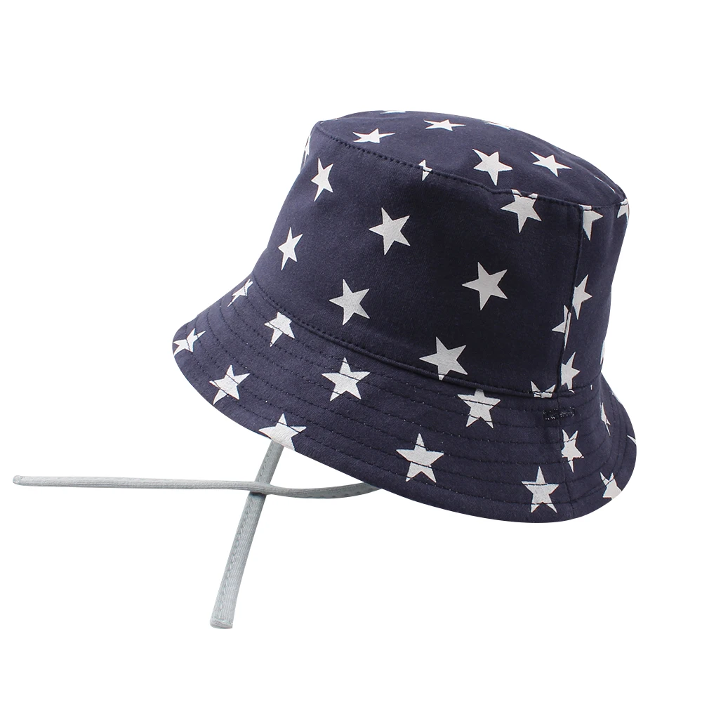 Fashion Smile Baby Bucket Hat 2 Side Use Cute Print Baby Hat For Girls Lace Up Wide Brim Boys Cap Autumn Baby Boys Clothing   (1)