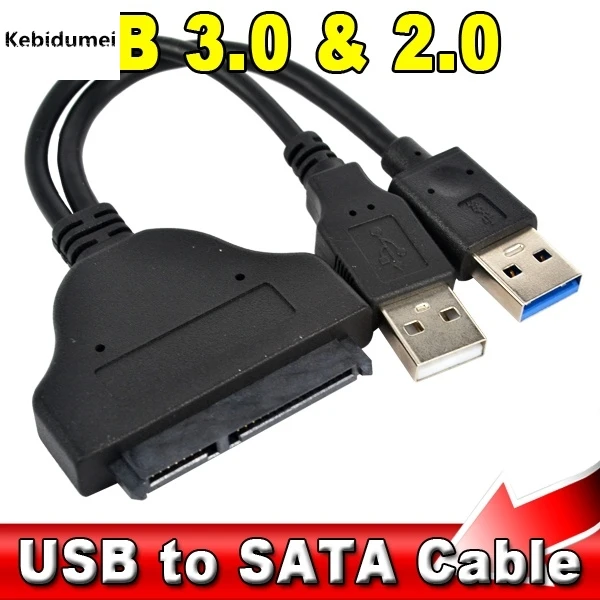 

Kebidumei Gbps USB 3.0 + 2.0 to 22Pin SATA 2.5" HDD Adapter Data Power Cable High Speed USB3.0 to 22 Pin SATA Hard Disk Drive