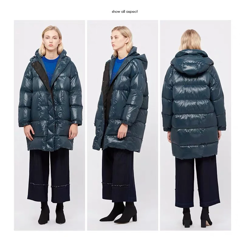 Пуховик, женский пуховик, зимнее пальто, abrigos mujer invierno, doudoune femme hiver, свободное, с капюшоном, толстое, длинное, корейское пальто w