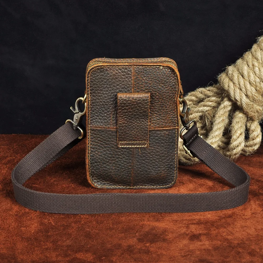 Качественная кожаная мужская многофункциональная Повседневная дизайнерская маленькая сумка-мессенджер на плечо модная поясная сумка " Дорожная сумка для телефона 6401