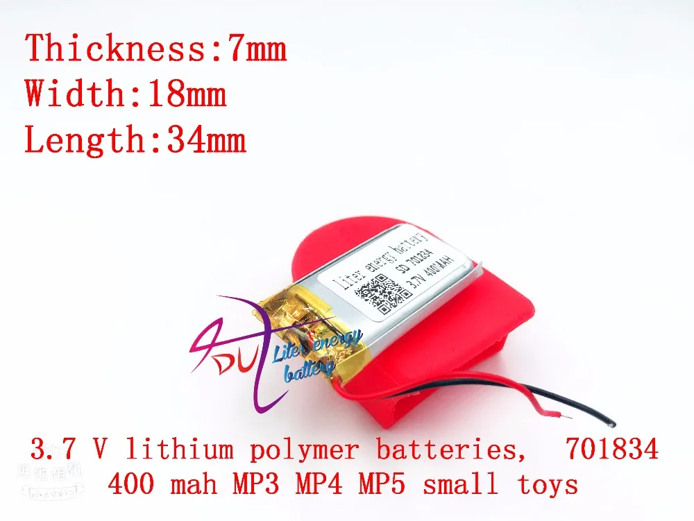 3 7 V 400mAH 701834 (полимерный литий ионный/литий ионный аккумулятор) для смарт часов GPS